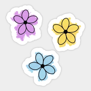 Watercolor Flower Doodle 3 Pack Sticker